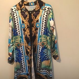 Silky Tropical Shirt Dress